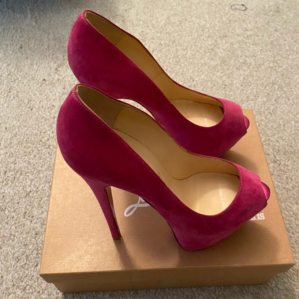 Christian Louboutin Pink Suede & Metallic Lady Peeps